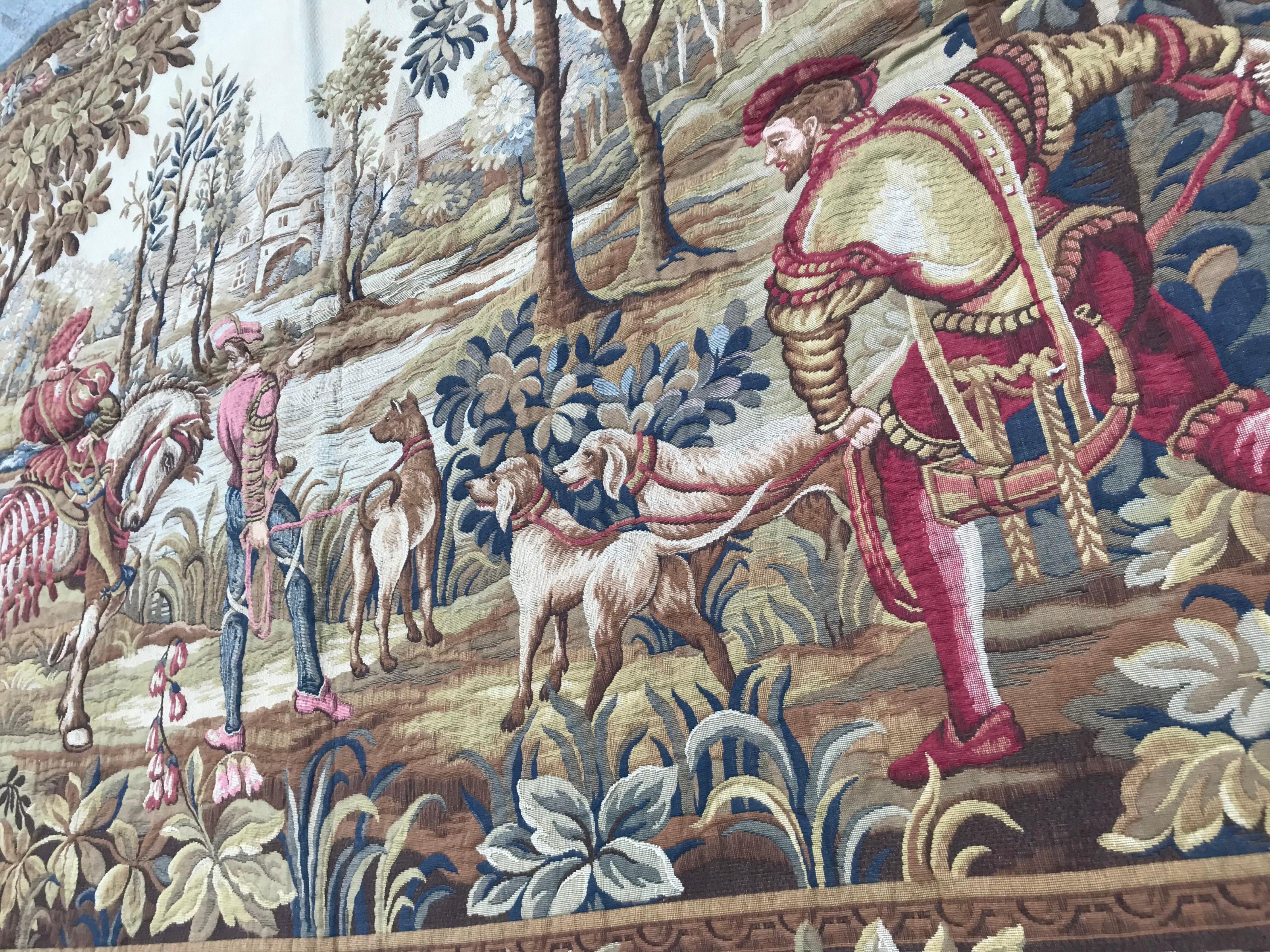 Bobyrug’s Beautiful Jaquar Tapestry Maximilien's Hunt Design For Sale 1