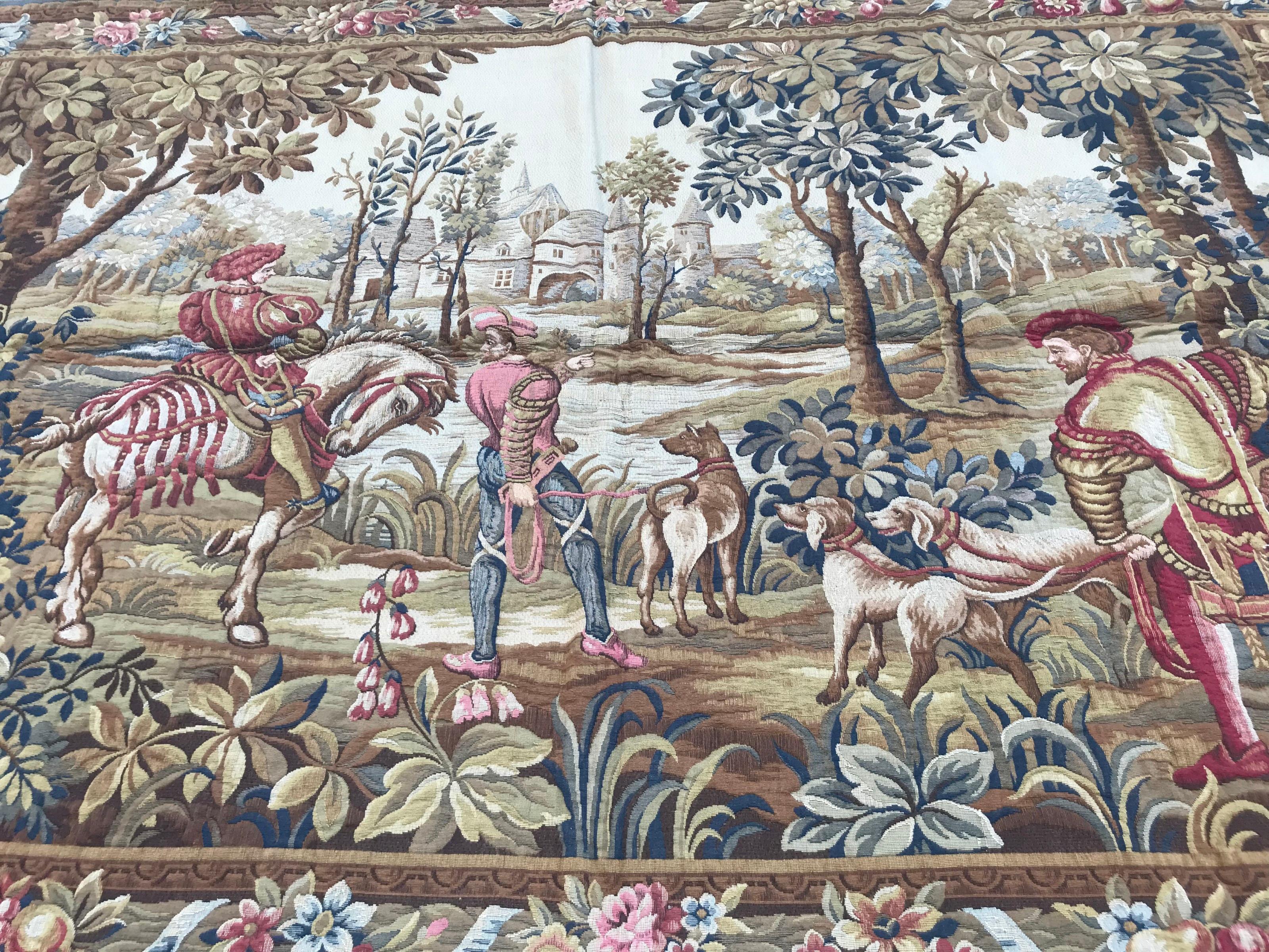 Bobyrug’s Beautiful Jaquar Tapestry Maximilien's Hunt Design For Sale 2