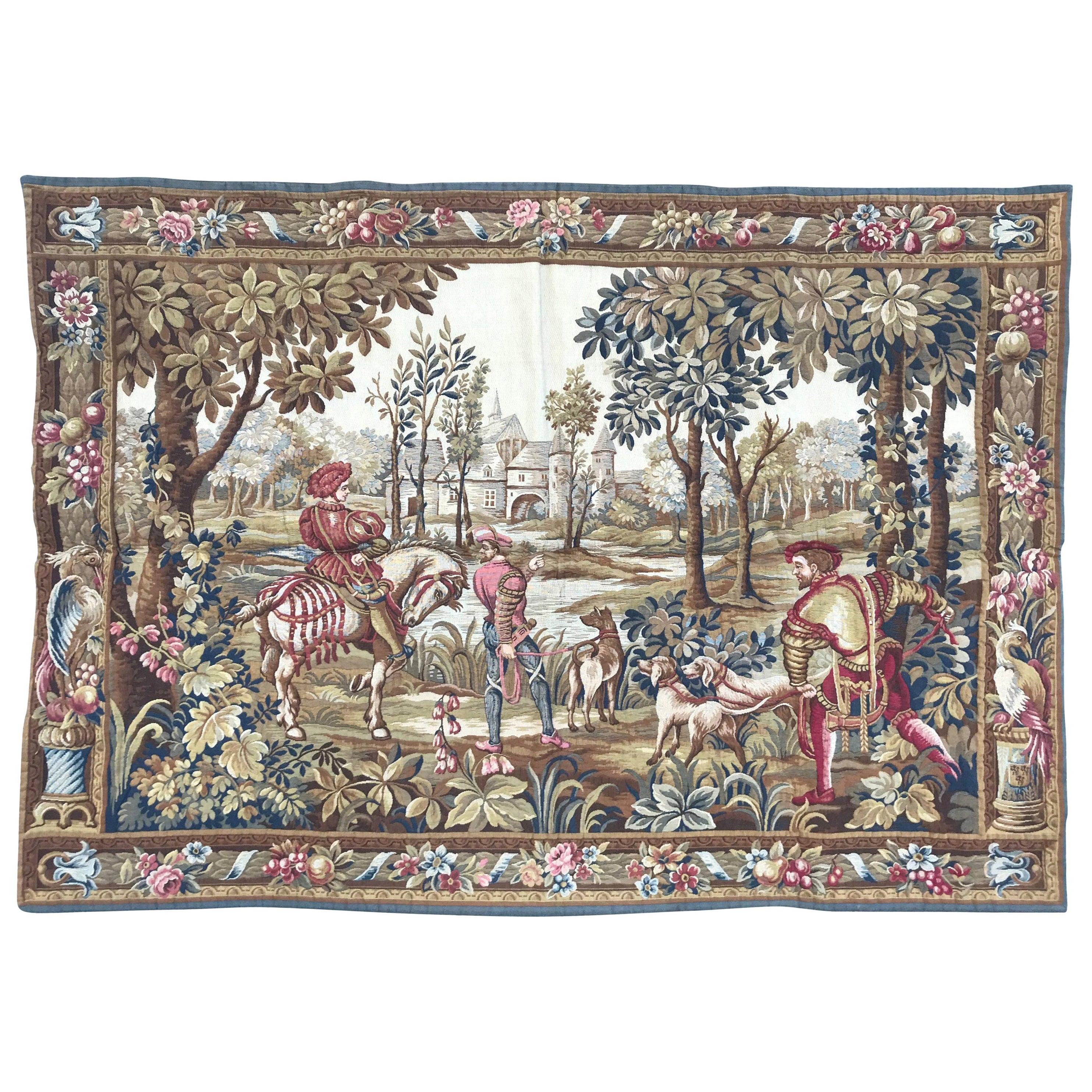 Bobyrug’s Beautiful Jaquar Tapestry Maximilien's Hunt Design For Sale