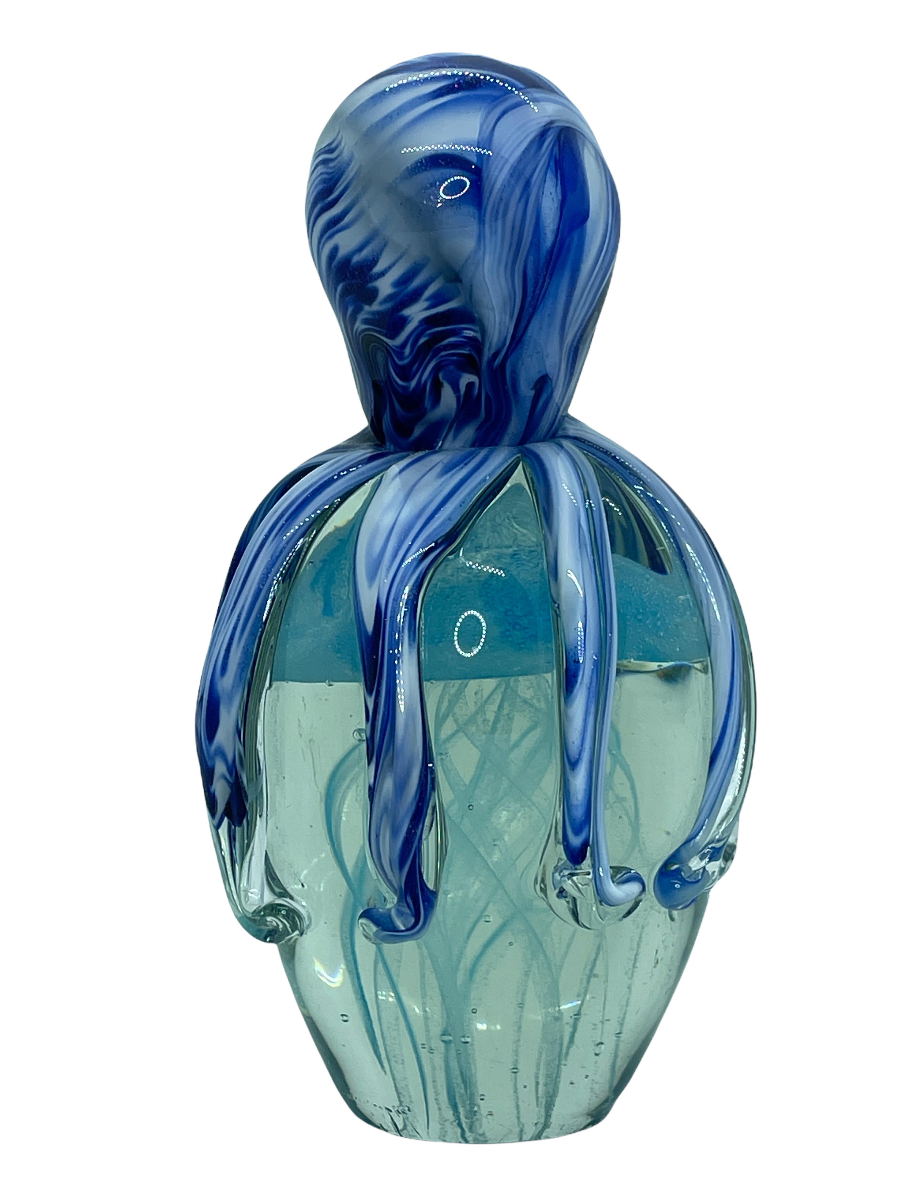 Mid-Century Modern Beautiful Jelly Fish and Octopus Murano Italian Art Glass Aquarium Paperweight