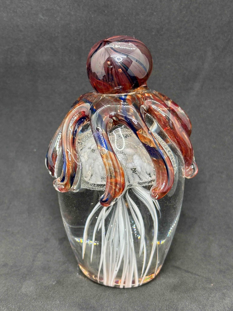Beautiful Jelly Fish and Octopus Murano Italian Art Glass Aquarium Paperweight In Good Condition For Sale In Nuernberg, DE