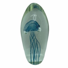Briefbeschwerer aus italienischem Murano-Kunstglas in Aquariumform, Jelly Fish