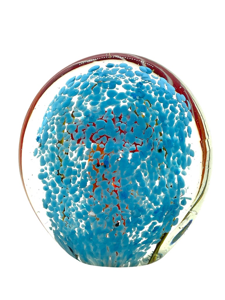 Hand-Crafted Beautiful Jellyfish Murano Italian Art Glass Aquarium Paperweight For Sale