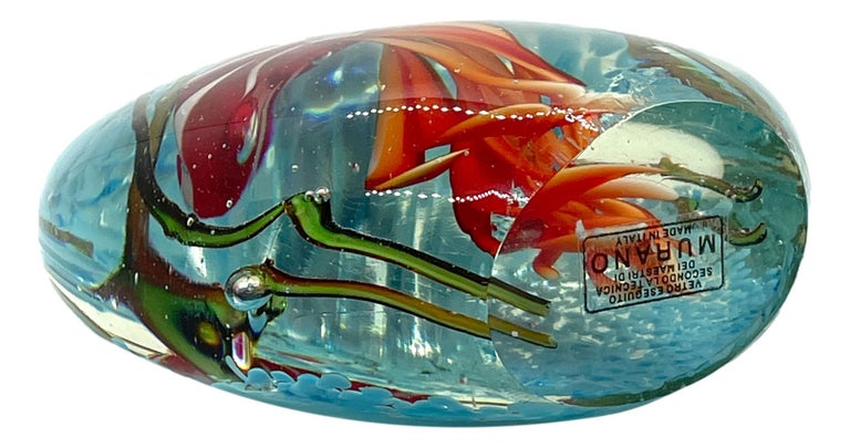 Murano Glass Beautiful Jellyfish Murano Italian Art Glass Aquarium Paperweight For Sale