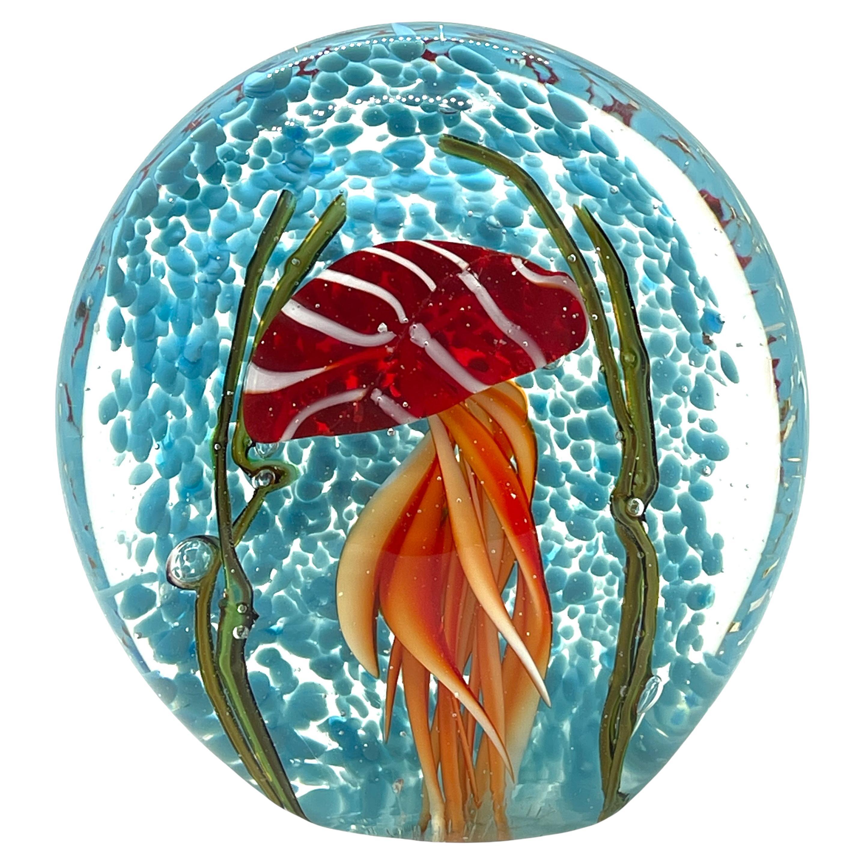 Beautiful Jelly Fish Murano Italian Art Glass Aquarium Paperweight