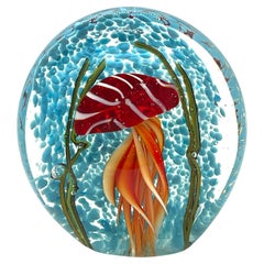 Briefbeschwerer aus italienischem Murano-Kunstglas in Aquariumform, Jelly Fish