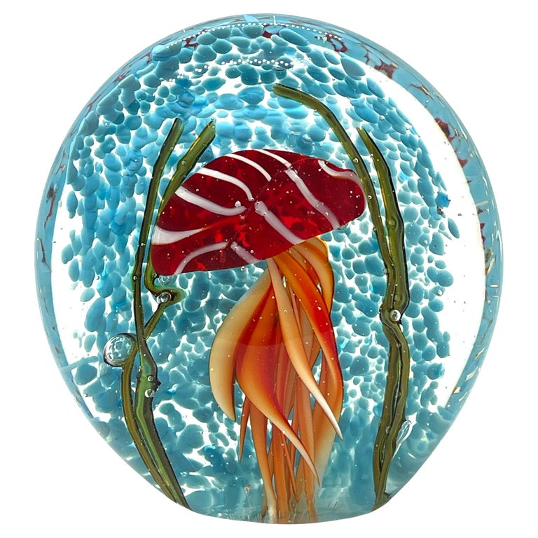 Beautiful Jellyfish Murano Italian Art Glass Aquarium Paperweight For Sale