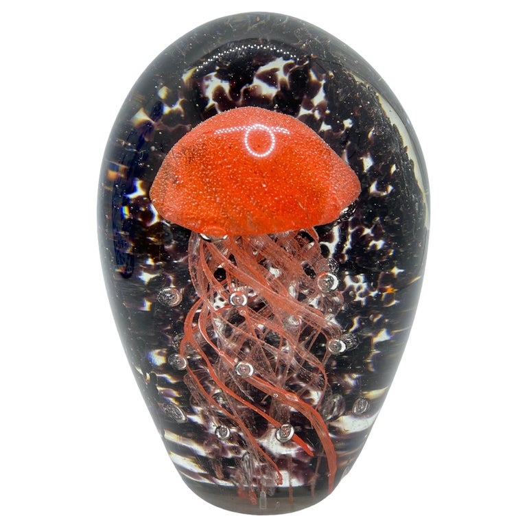 Beautiful Jelly Fish Murano Italian Art Glass Aquarium Paperweights at