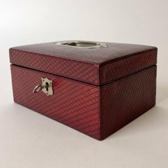 Schöne Schmuckschatulle aus rotem Leder aus dem frühen 20. Jahrhundert