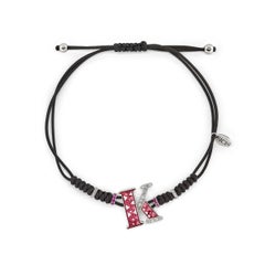 Bracciale elegante Lettera K in oro bianco con zaffiri bianchi decorati con micromosaico