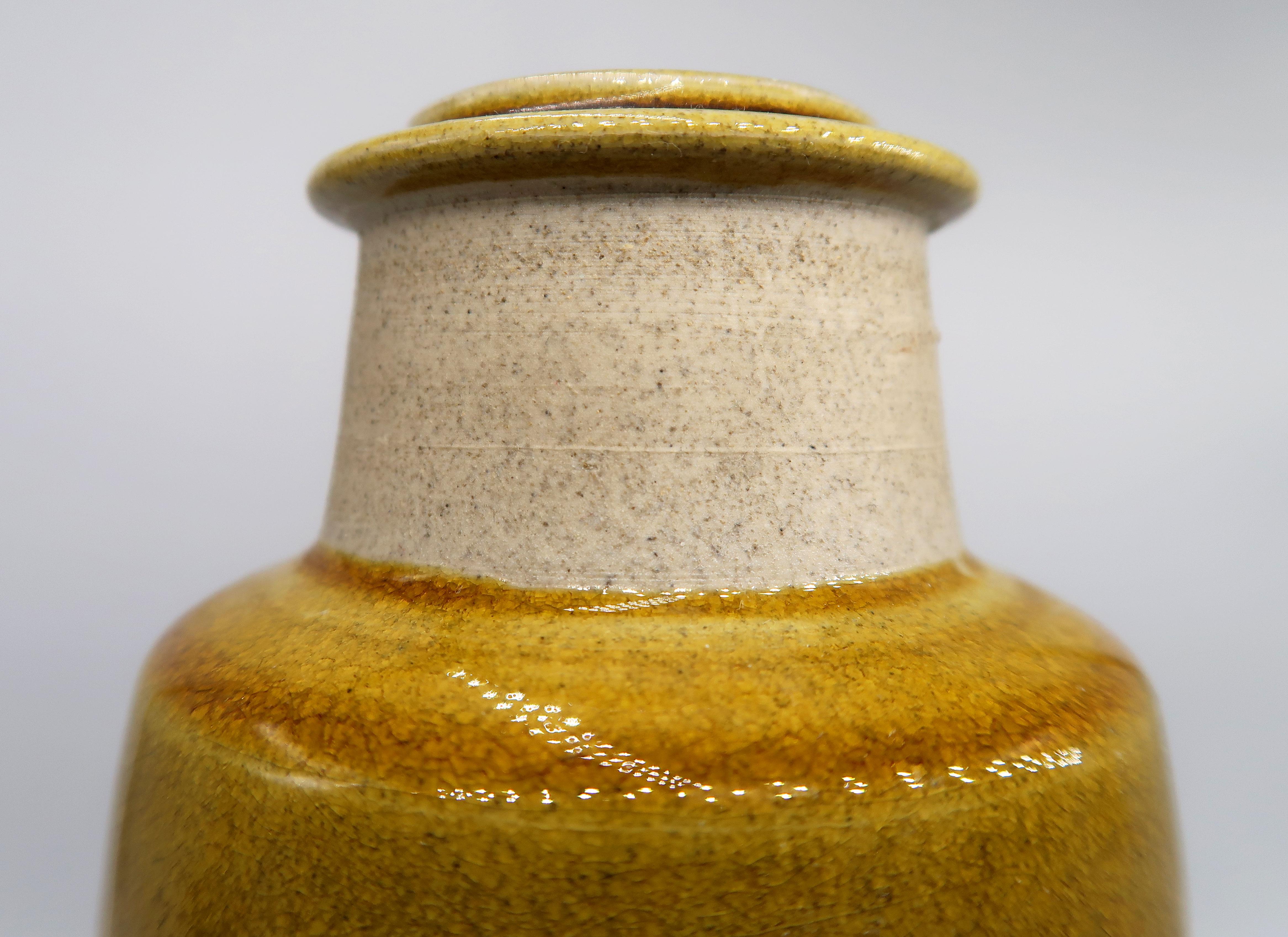 Hand-Crafted 1950s Danish Kähler Handmade Ceramic Ochre Glazed Vase For Sale