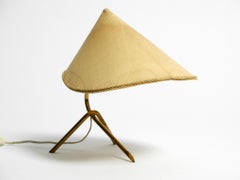 Beautiful Kalmar Mid Century Brass Tripod Table Lamp with Original Fabric Shade