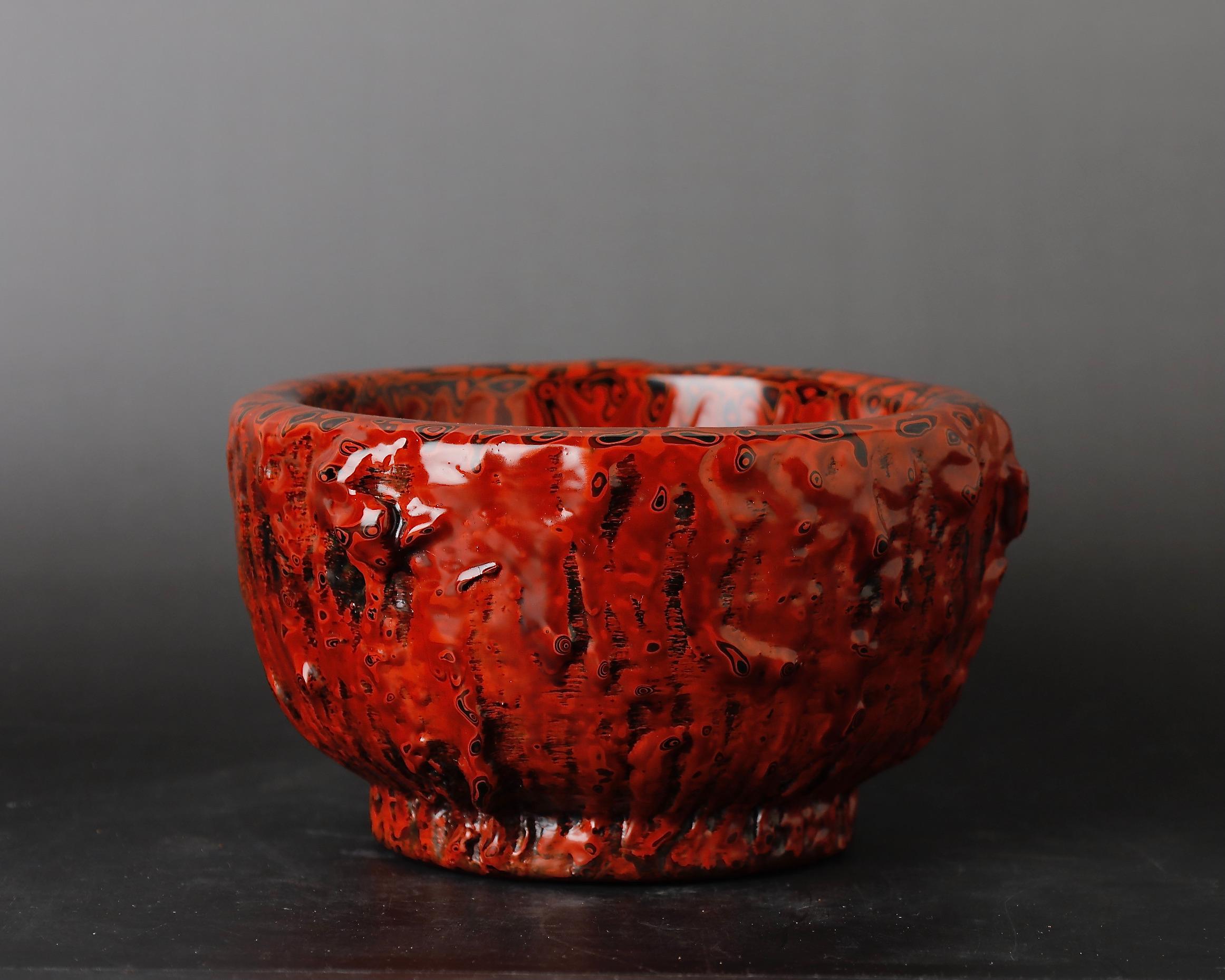 Lacquered Beautiful Kanshitsu Lacquer Mixing Bowl by Skilled Artisan For Sale