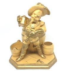 Beautiful Knight Ceramic Figural Catchall Statue, Antique German, 1890s