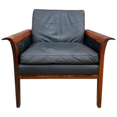 Beautiful Knut Saeter for Vatne Mobler Black Leather and Rosewood Chair