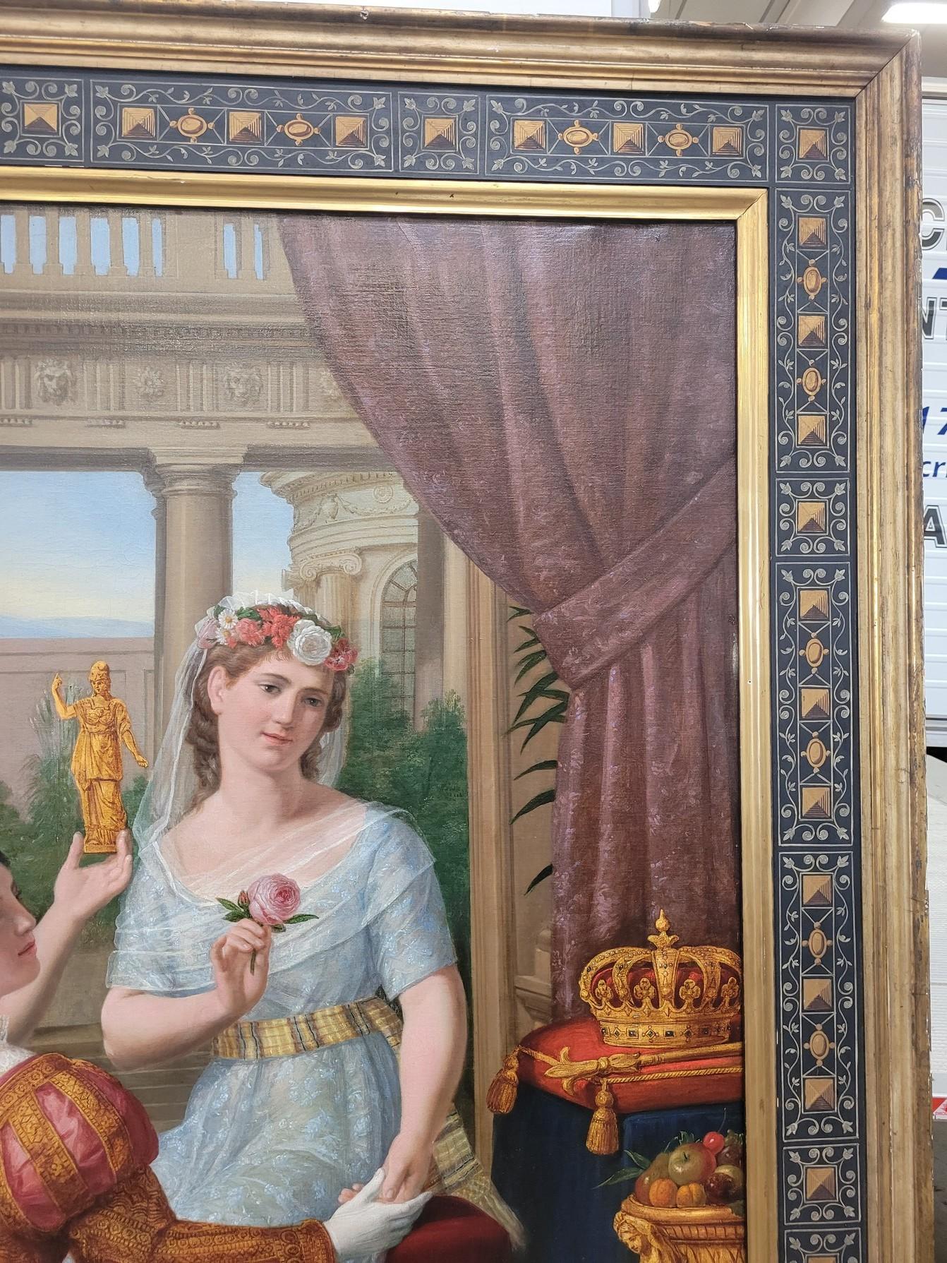 Beautiful Ladies, Large 214 Cm Oil On Canvas, 19th Century For Sale 4
