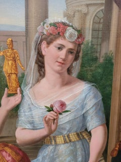 Beautiful Ladies, Large 214 Cm Oil On Canvas, 19th Century
