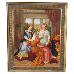 Antique Beautiful Ladies, Large 214 Cm Oil On Canvas, 19th Century