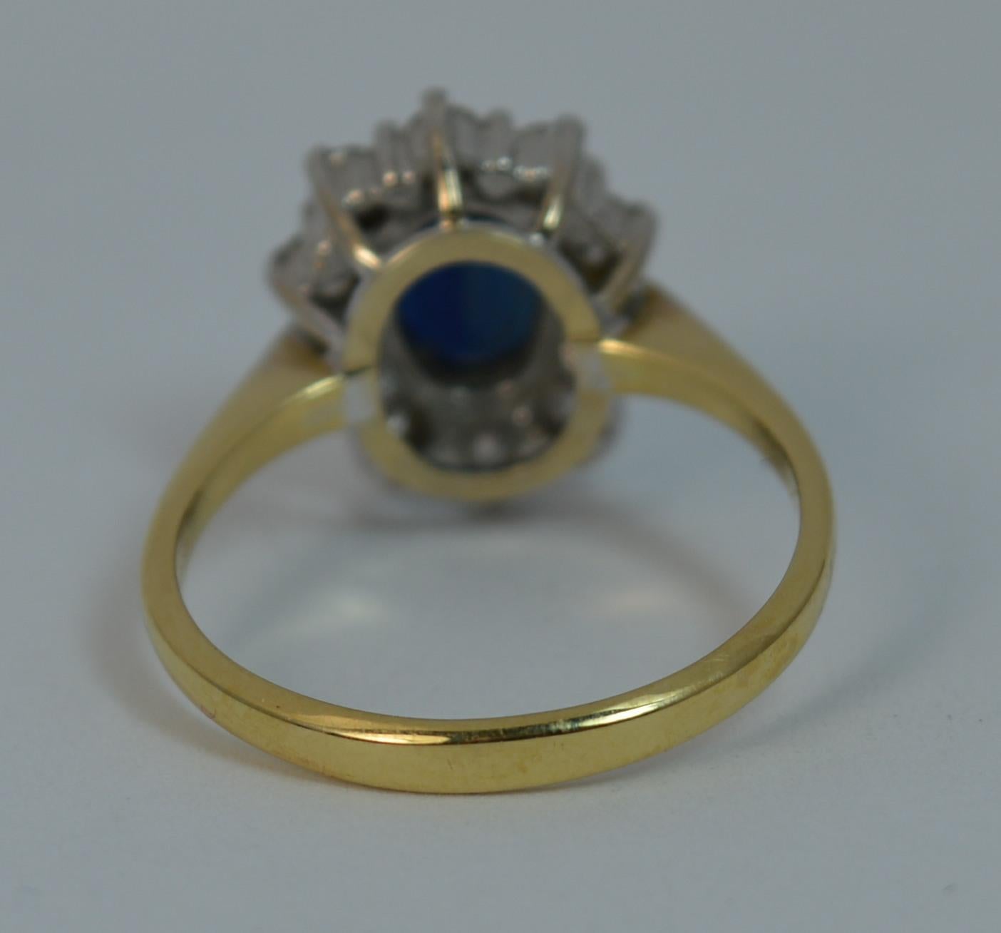 Beautiful Lady Diana Blue Sapphire and 0.60ct Diamond 18 Carat Gold Cluster Ring 3