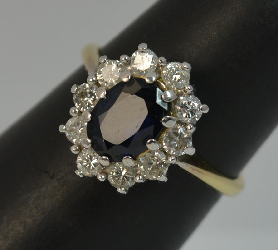 Beautiful Lady Diana Blue Sapphire and 0.60ct Diamond 18 Carat Gold Cluster Ring 6