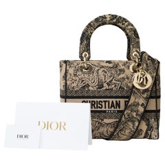 Beautiful Lady Dior MM D-Lite in blue Toile de Jouy Reverse motif, GHW