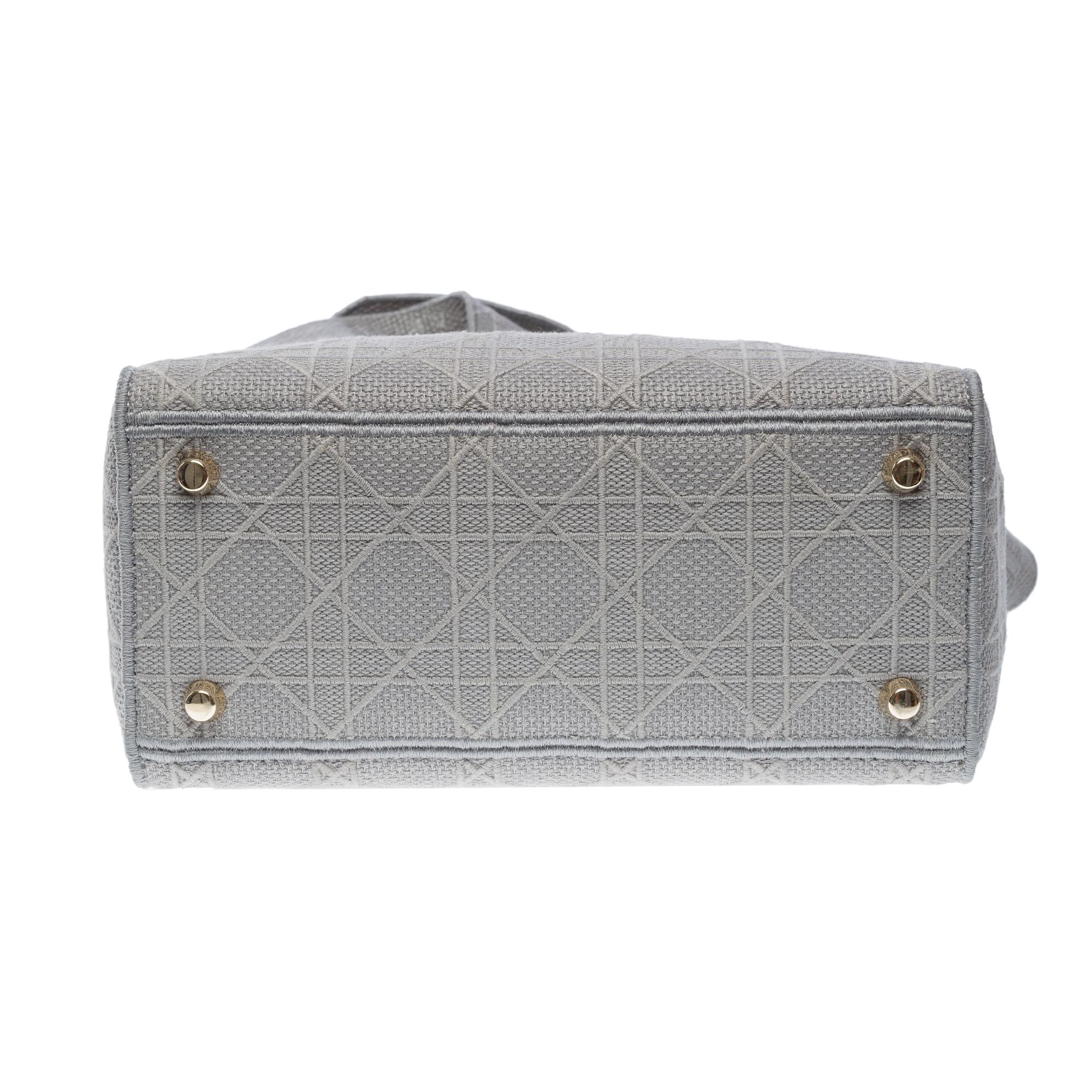 Preciosa Lady Dior MM D-Lite en lona cannage gris, GHW 6