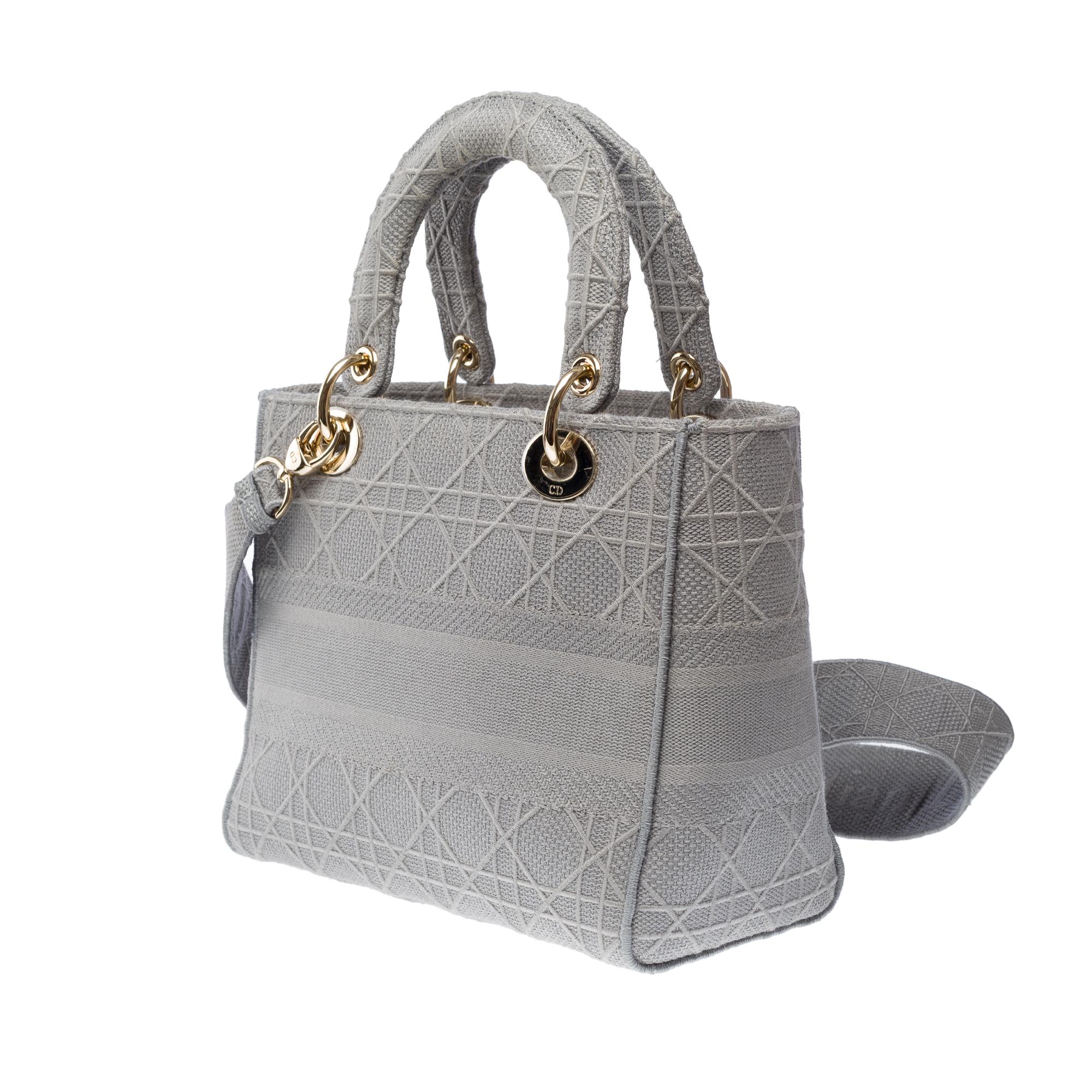 Preciosa Lady Dior MM D-Lite en lona cannage gris, GHW 1