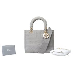 Preciosa Lady Dior MM D-Lite en lona cannage gris, GHW
