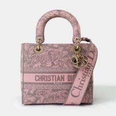 Beautiful Lady Dior MM D-Lite in Pink/Grey Toile de Jouy Reverse motif, GHW