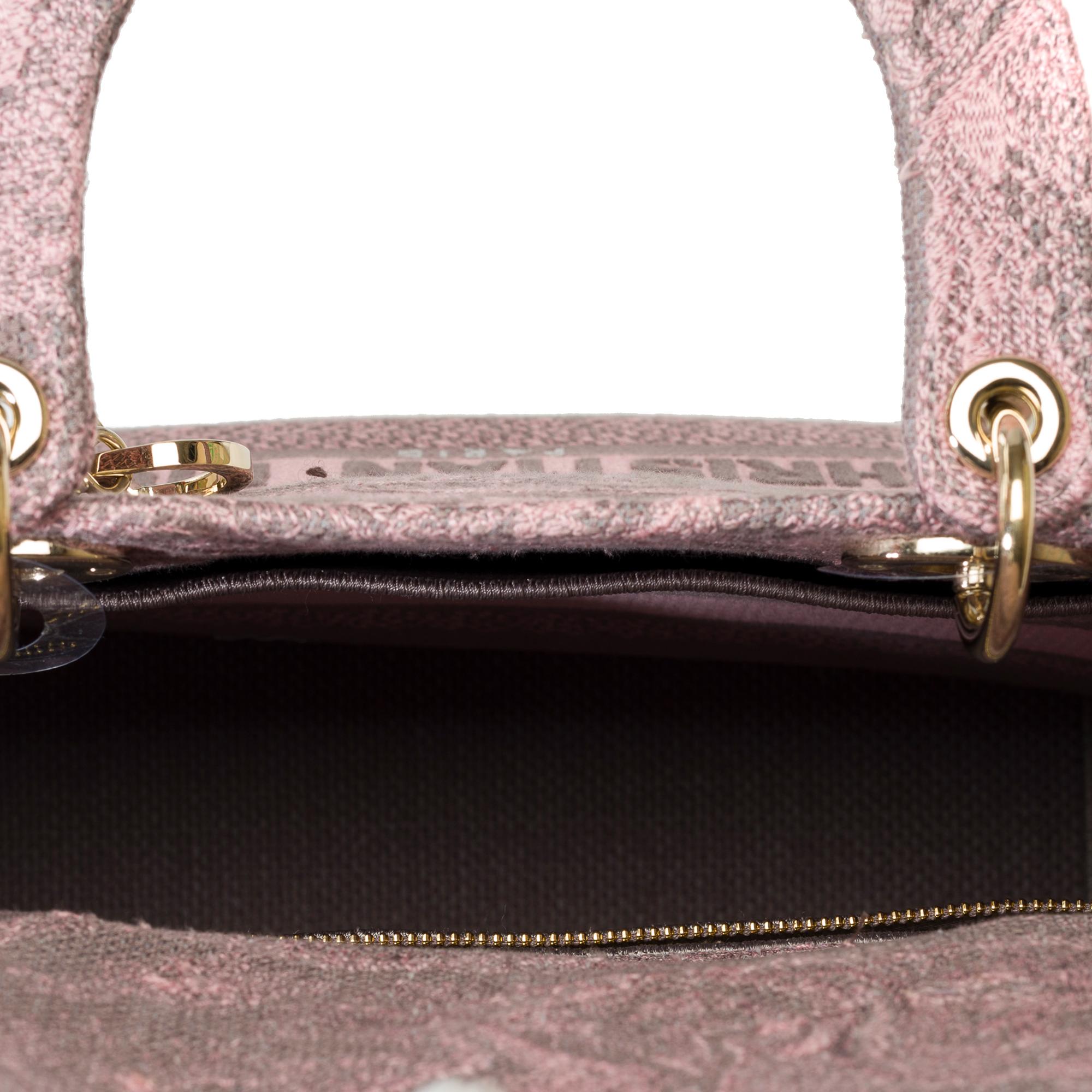 Beautiful Lady Dior MM D-Lite in Pink/Grey Toile de Jouy Reverse motif, GHW For Sale 4