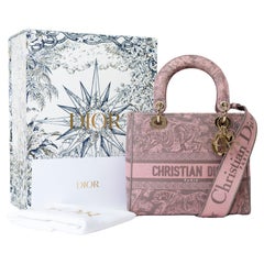 Beautiful Lady Dior MM D-Lite in Pink/Grey Toile de Jouy Reverse motif, GHW