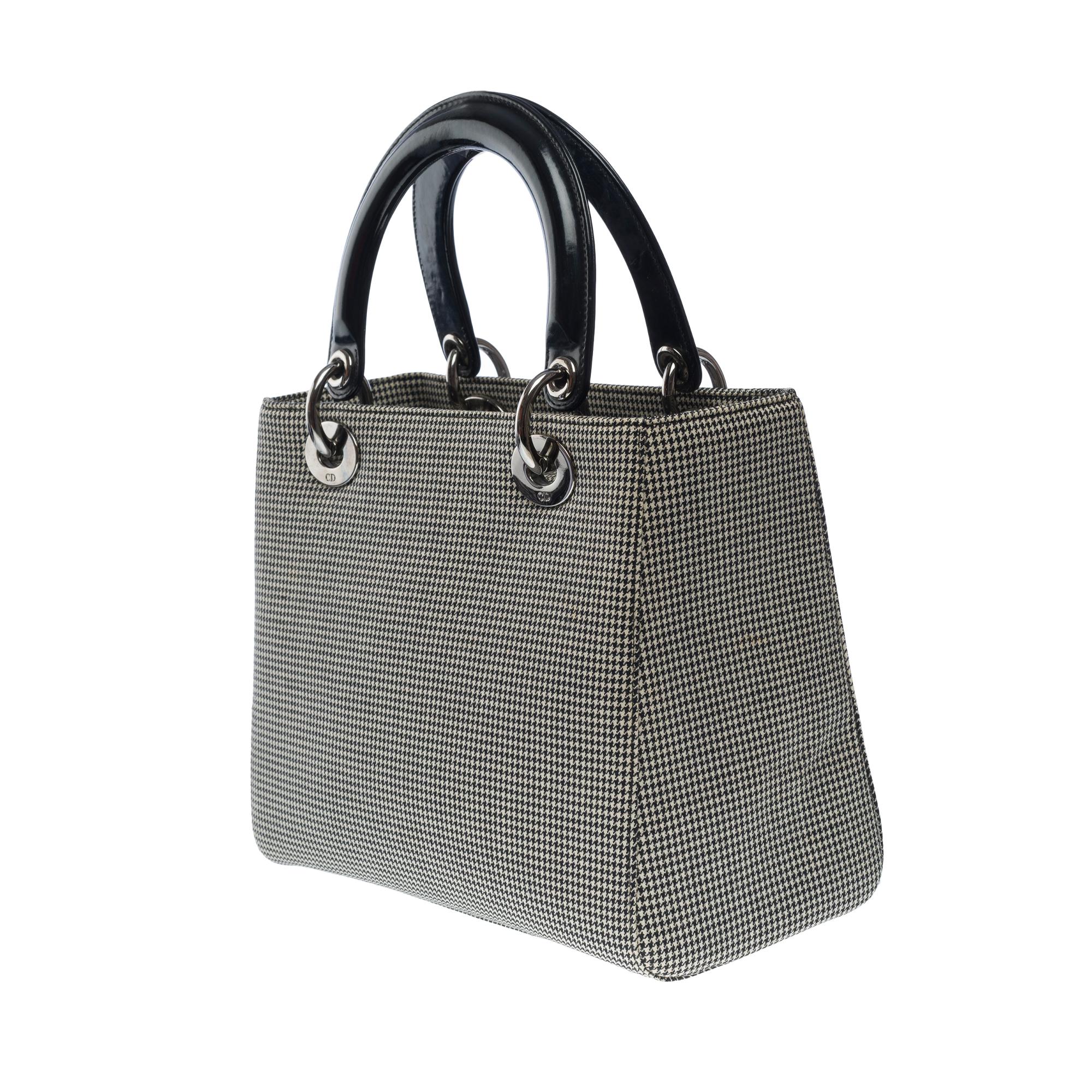 Beautiful Lady Dior MM handbag strap in Pied-de poule canvas, BSHW 1