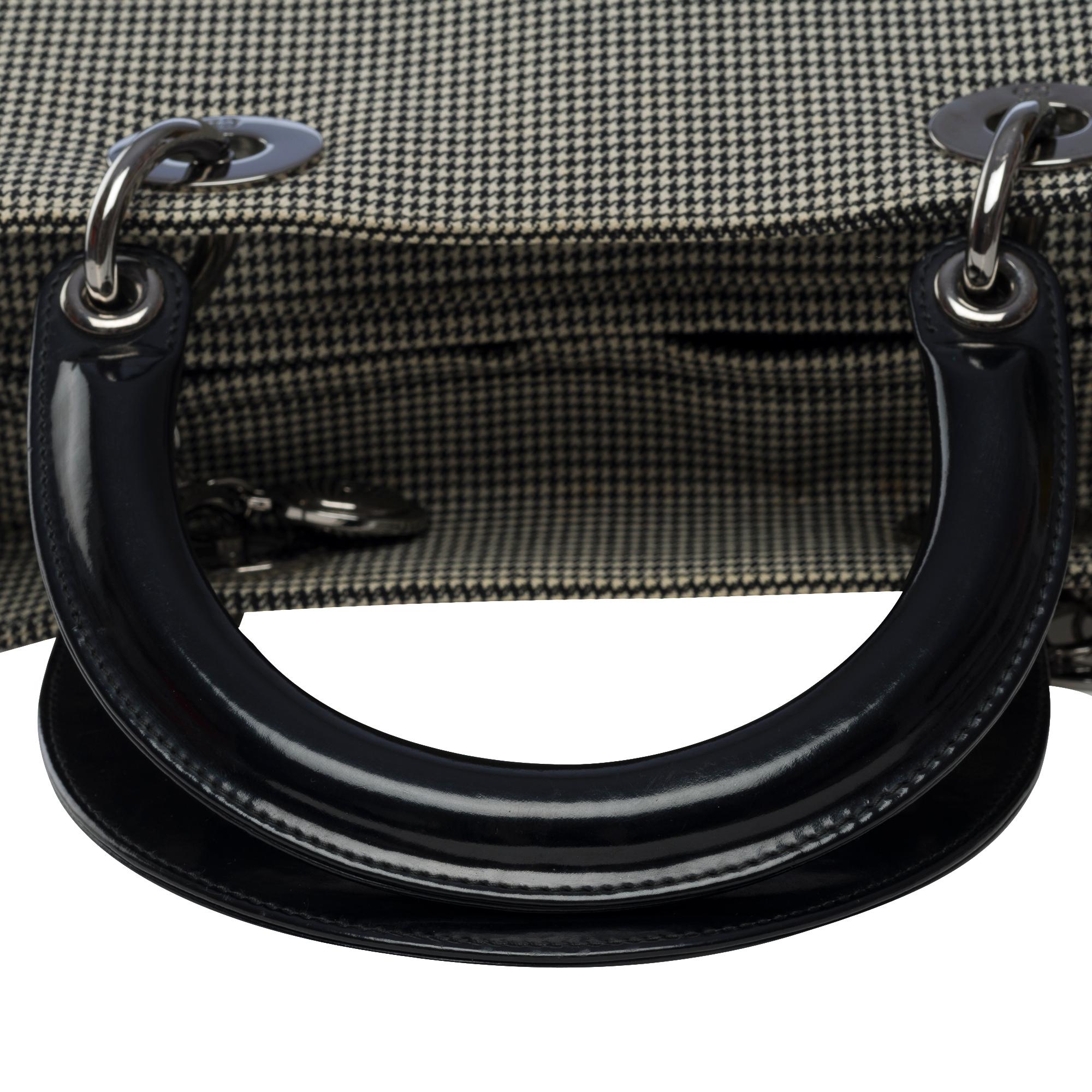 Beautiful Lady Dior MM handbag strap in Pied-de poule canvas, BSHW 5