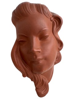 Beautiful Lady "Marina" Head Bust Wall Mask Decoration Vintage, Austria 1950s