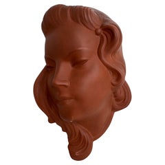 Beautiful Lady "Marina" Head Bust Wall Mask Decoration Vintage, Austria 1950s
