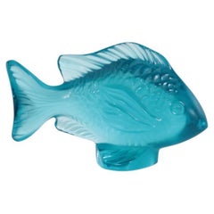 Beautiful Lalique Crystal France Light Blue Damselfly Fish Sculpture