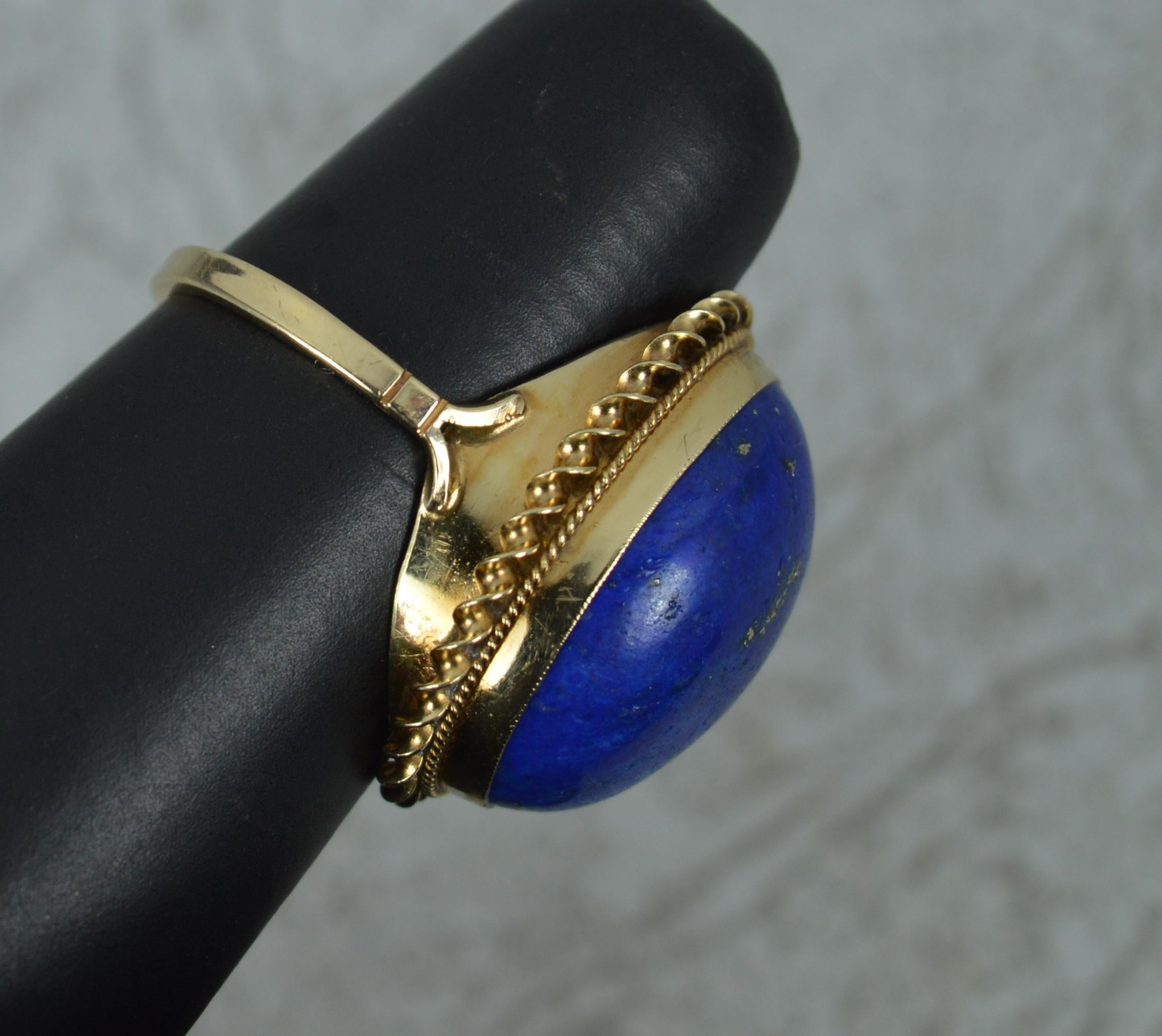 Beautiful Lapis Lazuli & 9ct Gold Ladies Solitaire Statement Ring 4
