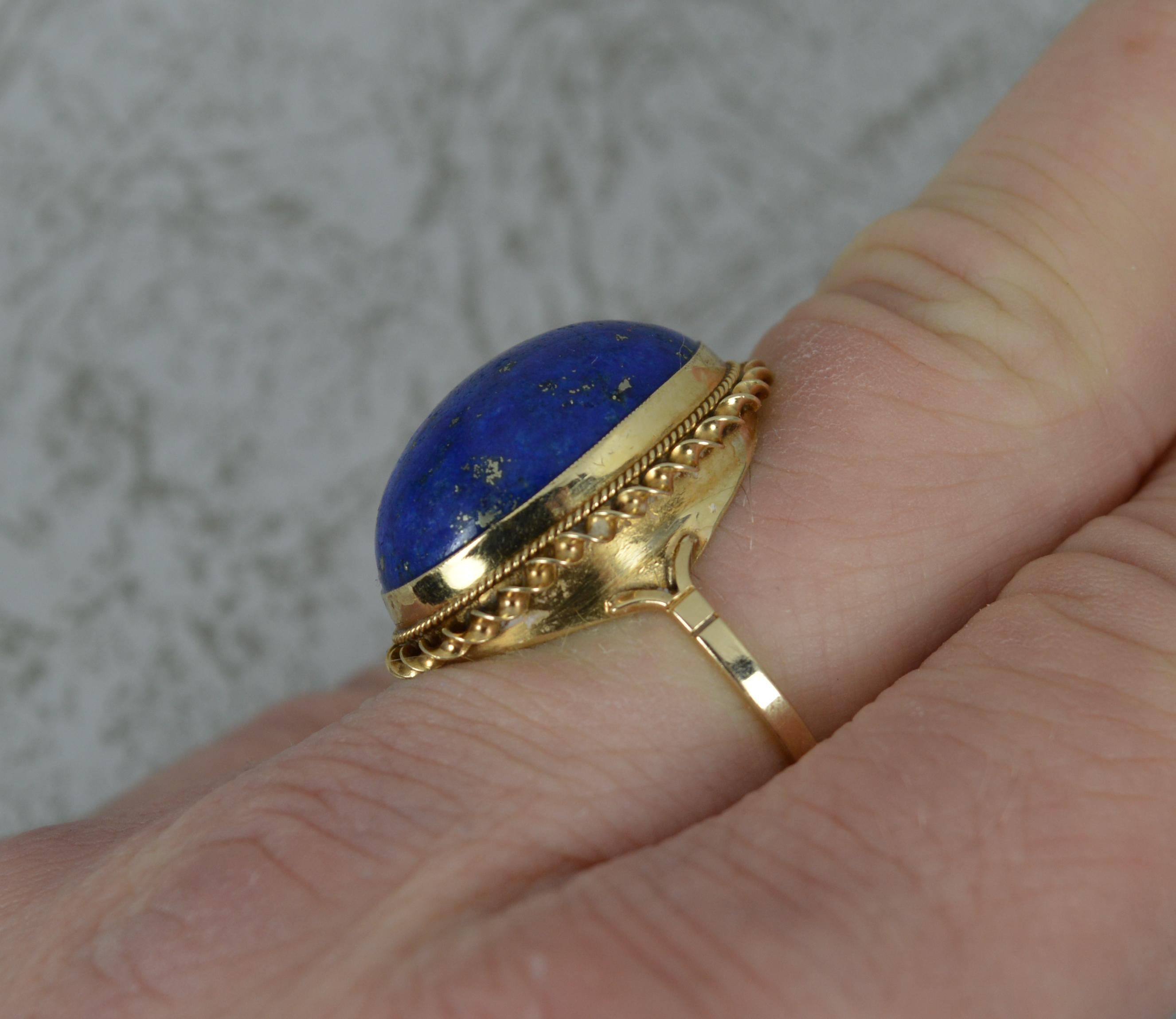 Contemporary Beautiful Lapis Lazuli & 9ct Gold Ladies Solitaire Statement Ring