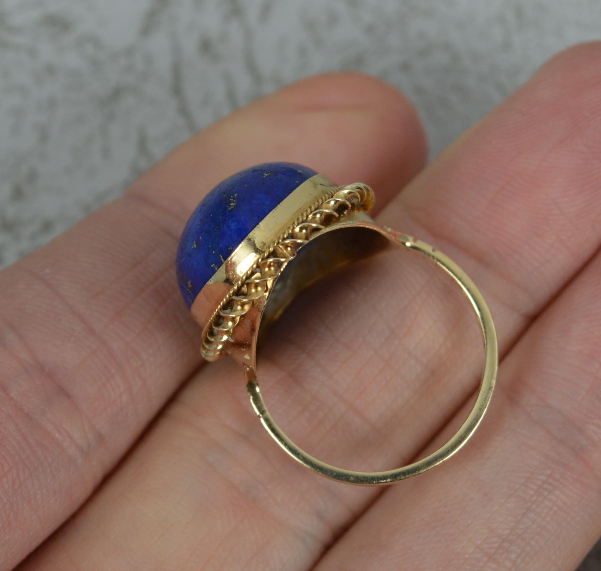 Women's Beautiful Lapis Lazuli & 9ct Gold Ladies Solitaire Statement Ring