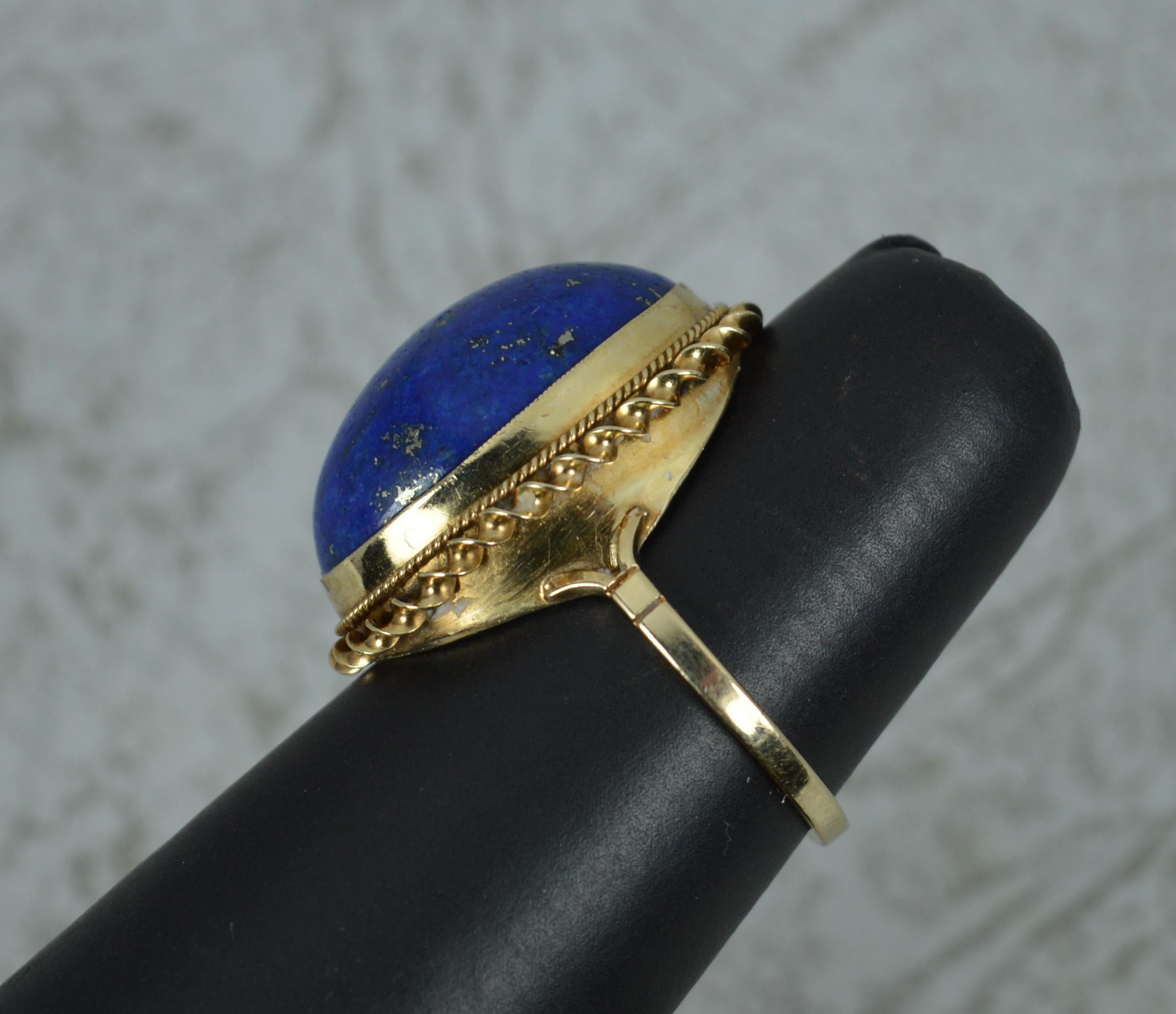 Beautiful Lapis Lazuli & 9ct Gold Ladies Solitaire Statement Ring 2