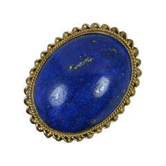 Beautiful Lapis Lazuli & 9ct Gold Ladies Solitaire Statement Ring