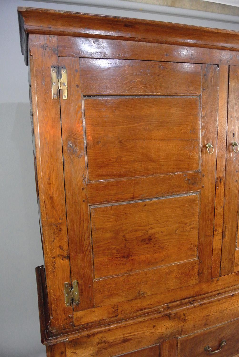 Beautiful Large 17th Century Yew, Oak and Fruitwood Press Cupboard / Wardrobe For Sale 1