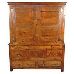 Beautiful Large 17th Century Yew, Oak and Fruitwood Press Cupboard / Wardrobe