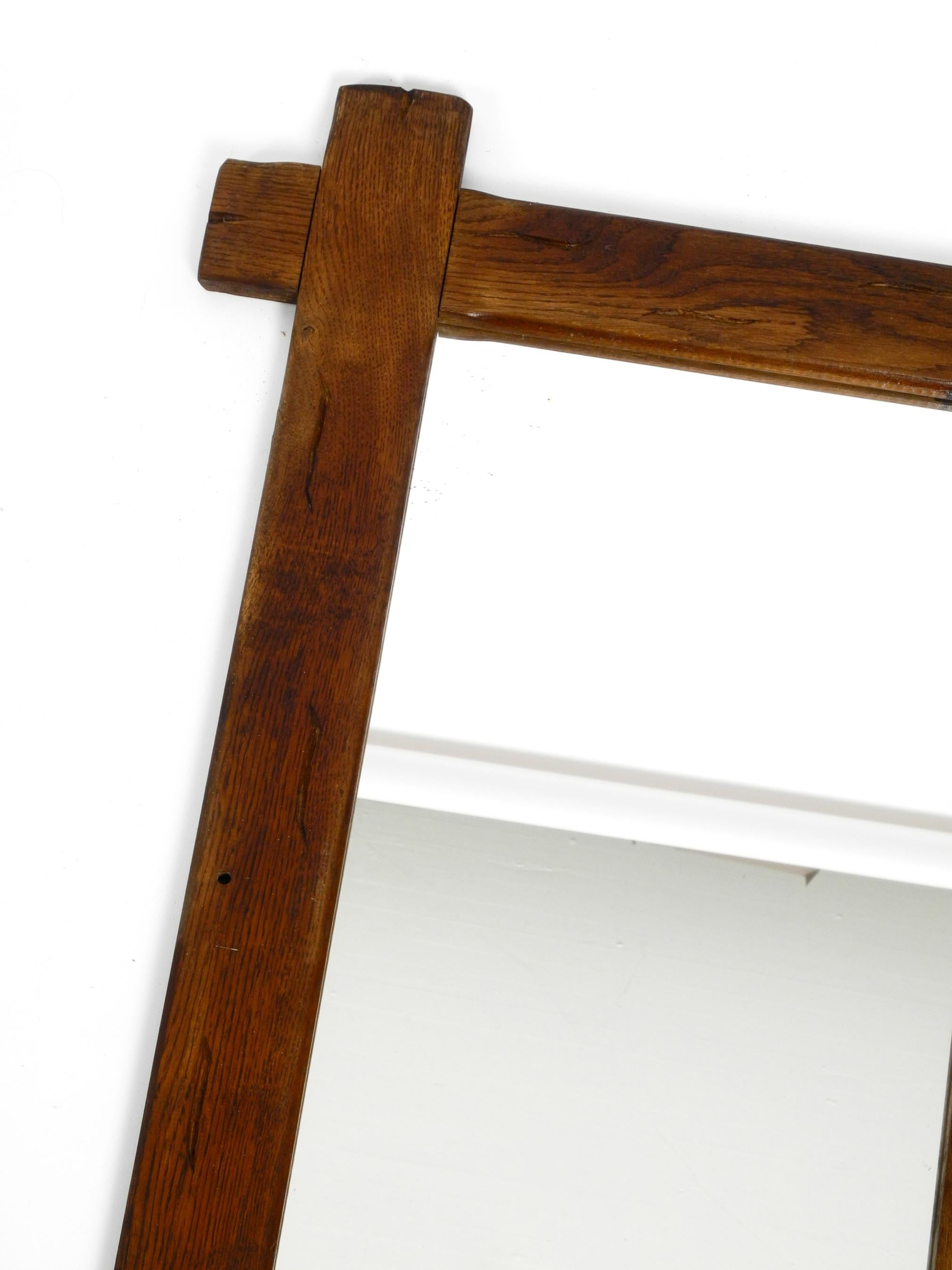 Beautiful Large 1930's Wall Mirror with a Dark Solid Oak Frame For Sale 11