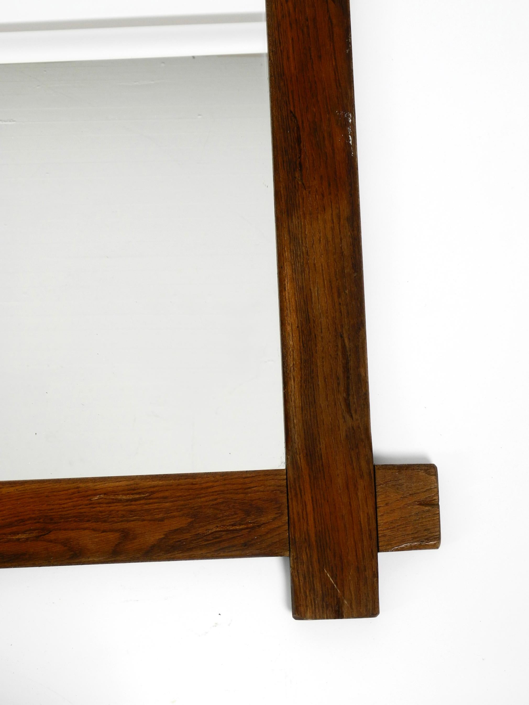 Beautiful Large 1930's Wall Mirror with a Dark Solid Oak Frame For Sale 13