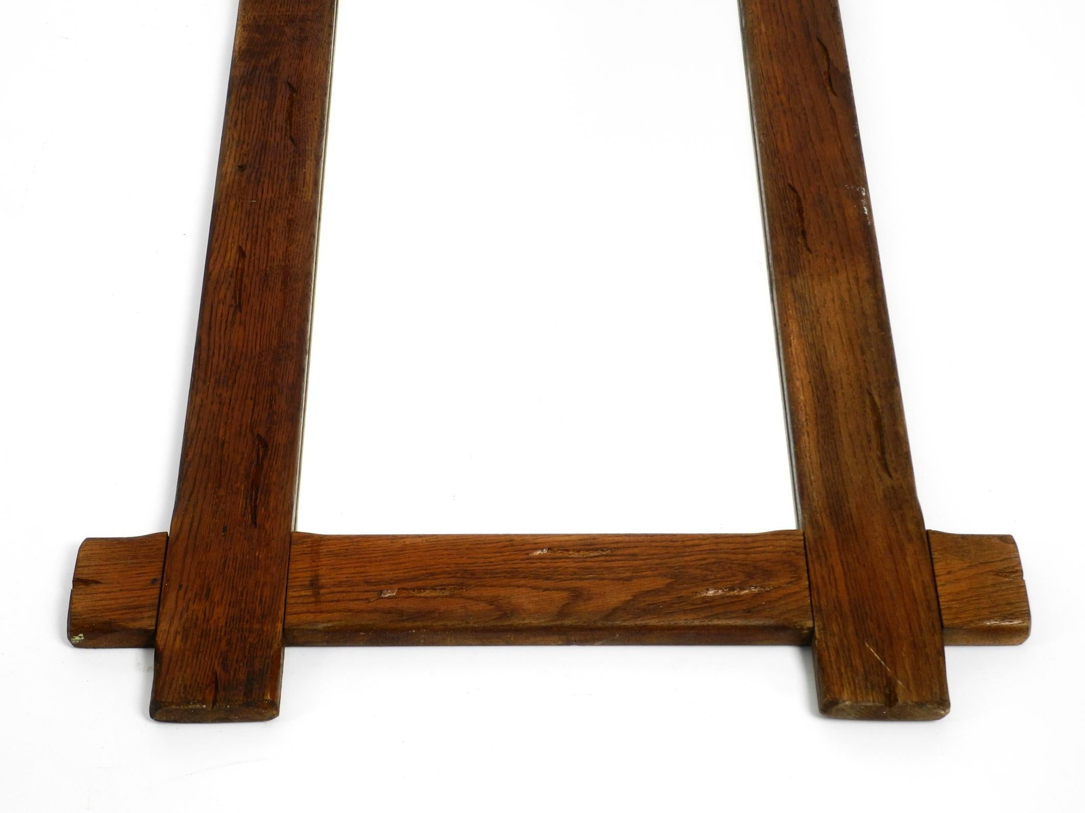 Beautiful Large 1930's Wall Mirror with a Dark Solid Oak Frame For Sale 2