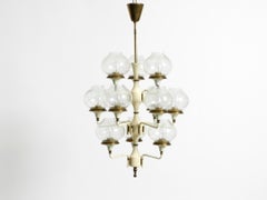 Beautiful large 1960s brass and glass tulip ceiling lamp by Hans Agne Jakobsson