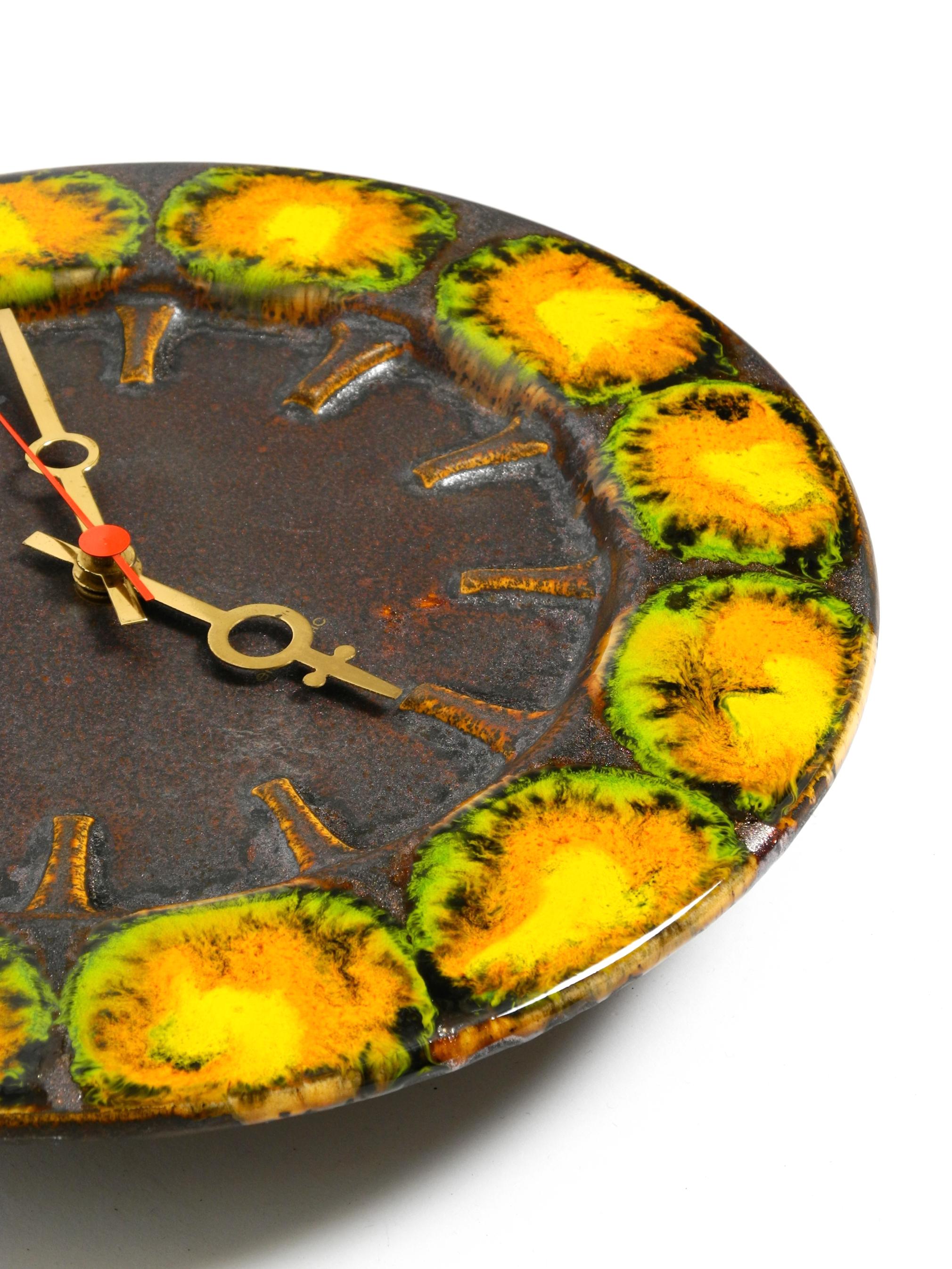 Precioso gran reloj de pared de cerámica Fat Lava de los años 60, de Kienzle en venta 1