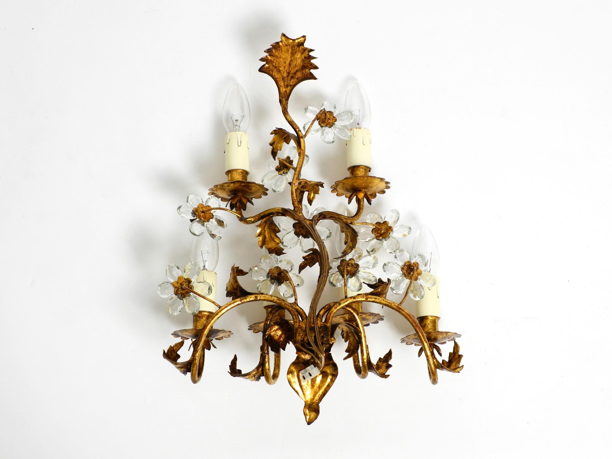 Bellissima grande lampada da parete italiana placcata in oro degli anni '60 di Banci Firenze in vendita 3