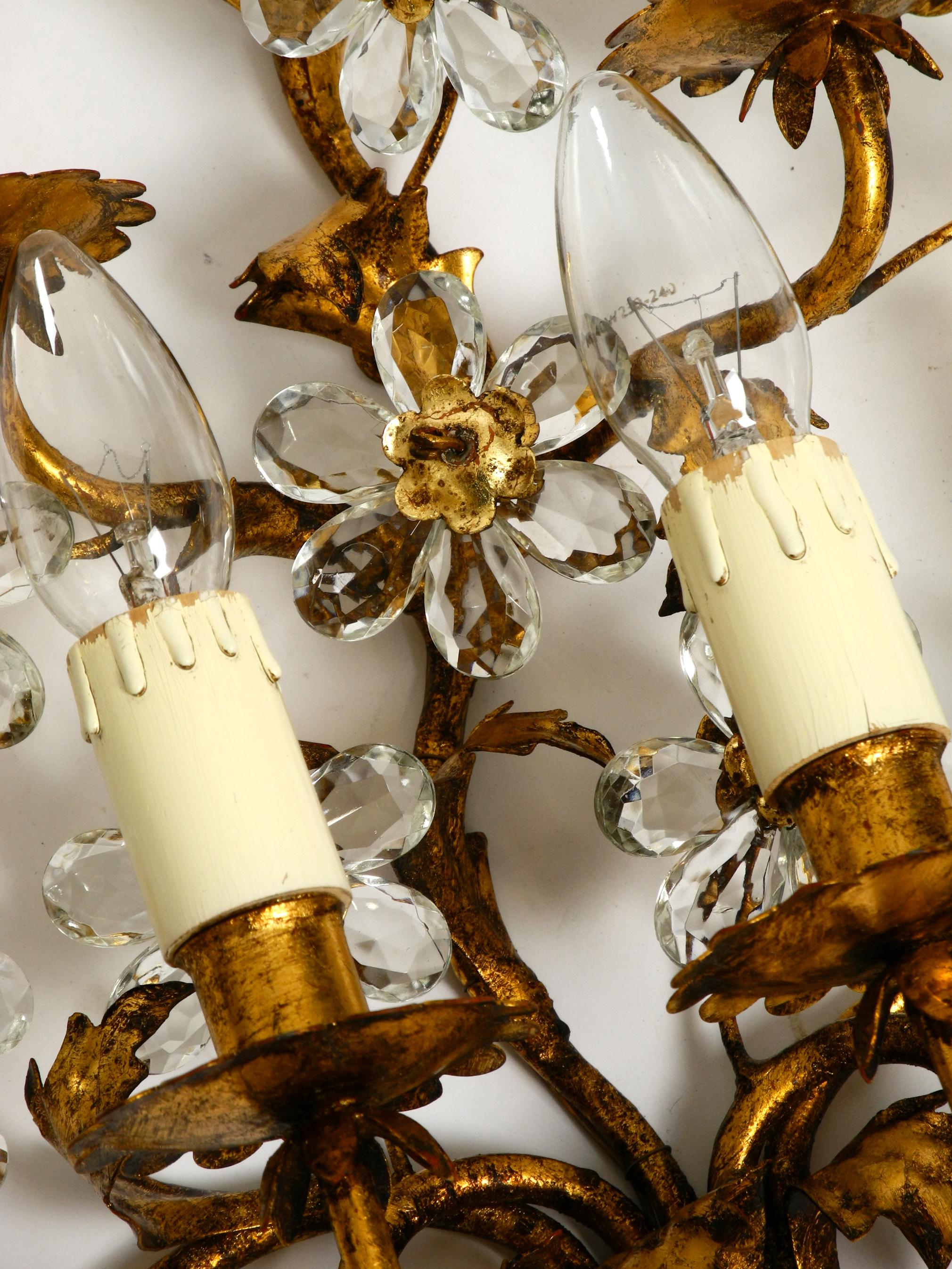 Bellissima grande lampada da parete italiana placcata in oro degli anni '60 di Banci Firenze in vendita 11
